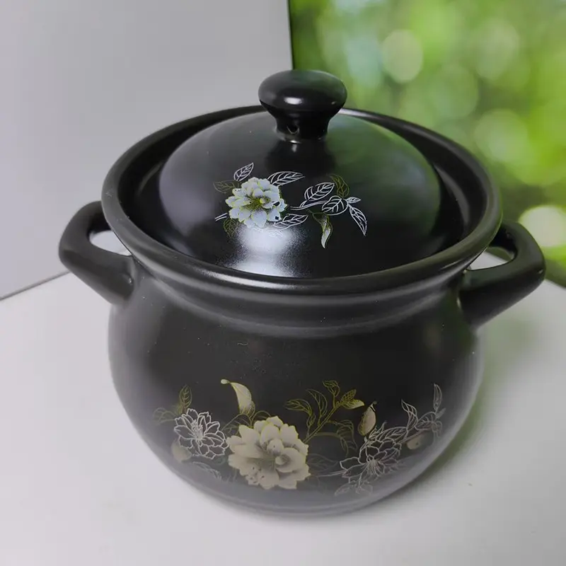 1PC Household Kitchen Stew Pot high temperature resistant ceramic casserole stew pot, open fire gas stove, gas universal large capacity Soup pot pot, soup and meat stew lock fresh taste, thick and durable, daily stew health soup special soup pot
