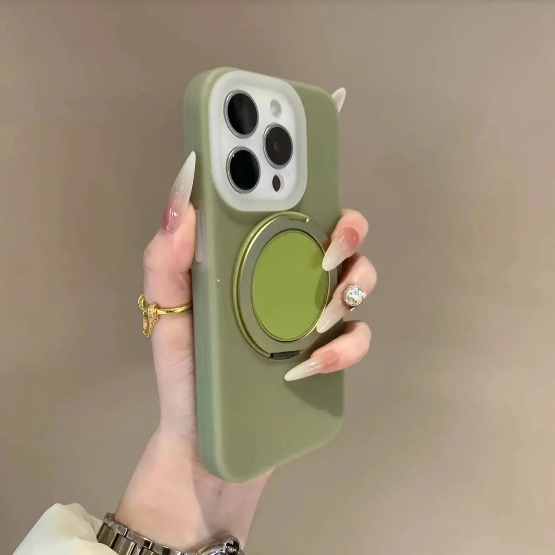 Jelly Liquid Silicone Phone Case with 360° Rotating Pivot Stand, Magnetic Multi Colors Soft Cover