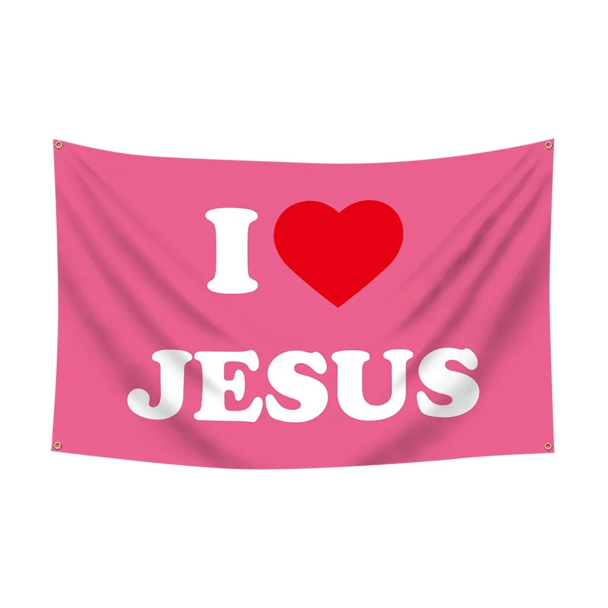 1pc, I LOVE JESUS Flag Banner, Pink Single Sided Printing, 3x5ft (90*150cm), 4 Grommets, for Festival, Dorm, Party, Home, Garden, Decoration
