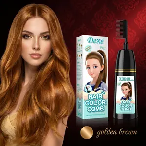 6-in-1 Herbal Hair Dye Cream, Long-lasting Color, No Fading, Gentle Hair Care, Home Hair Coloring Comb – Dark Brown, Natural Black, Cherry Red, Light Brown