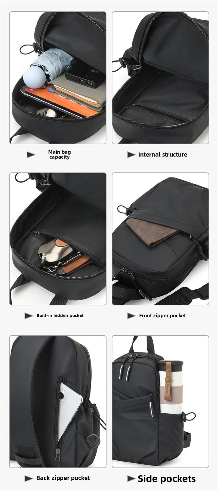 2026 trendy black leather shoulder bag, urban men's bag, suitable for short trips