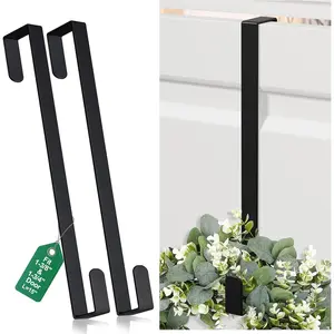 15" Reversible Wreath Hangers for Front Door, Fit Most Doors up to 1-3/4", Heavy Duty Steel Over The Door Hooks Hold up to 80 LBS for Spring & Easter Wreaths, Seasonal Door Decor (Black 2 Pack)fidget toys