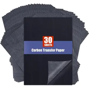30 Pcs A4 8.3 X 11.8 Inch Black Graphite Carbon Transfer Copy Paper Pad for Tracing Drawing Patterns on Wood Canvas Fabric Lettering Sketching Art Supplies