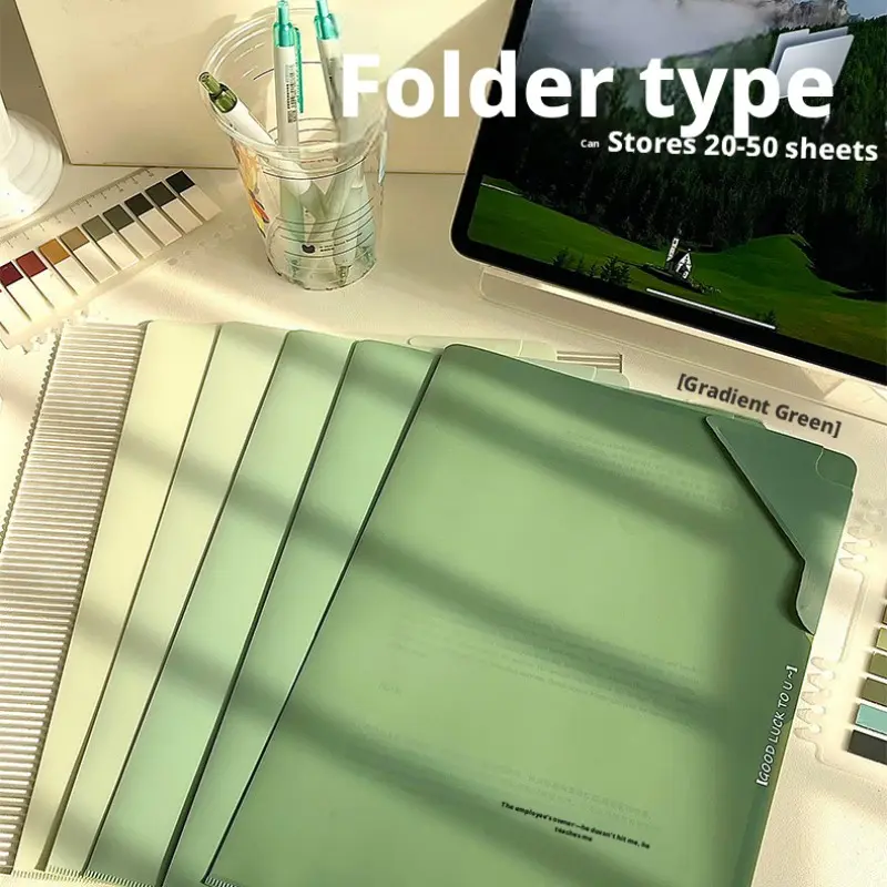 Gradient L-Shape File Folder, Document Folder for A4 Paper, Waterproof, Thickened, Transparent Inserts, Ideal for Students, Office, Resumes, Archives, Folders for Documents
