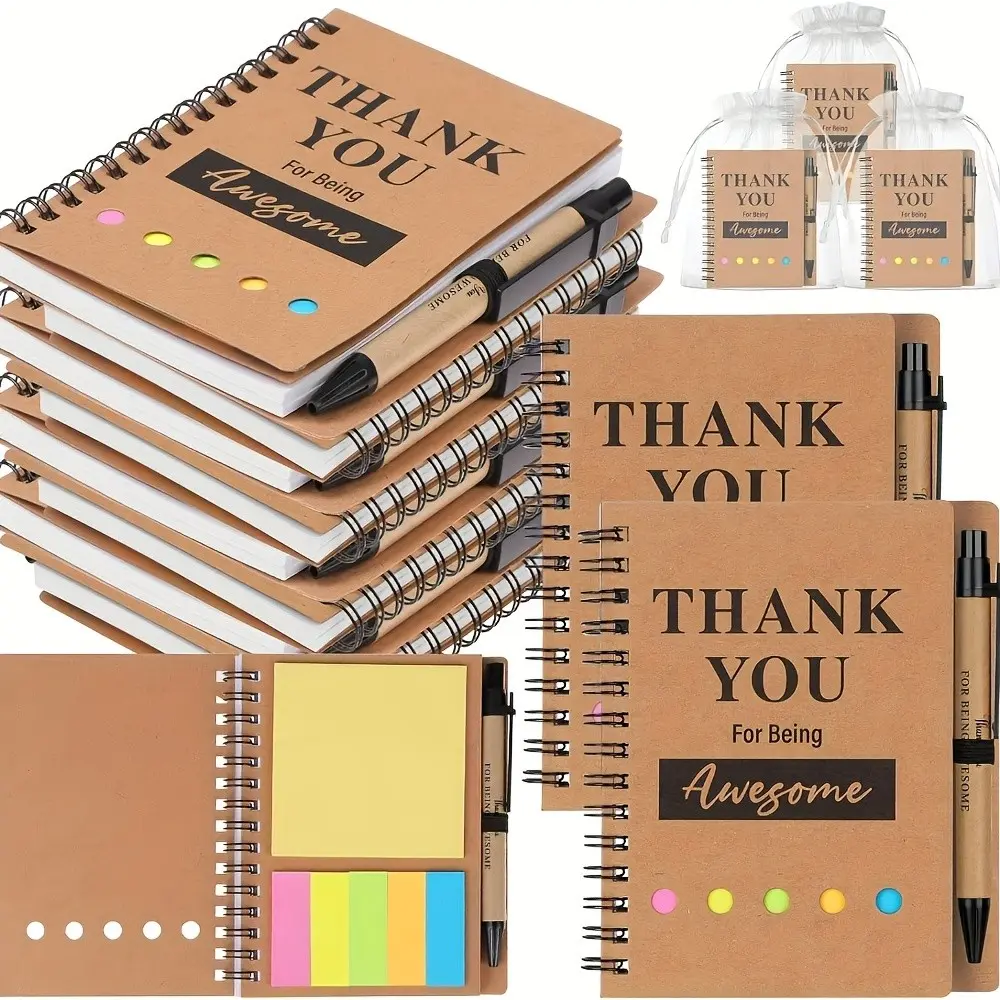 Inspirational Spiral Notebook Set with Pen & Sticky Notes – Thank You Gift for Employees & Colleagues, Motivational Office Supplies for Team Appreciation