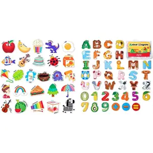 Fridge Magnets for Toddlers – 26 Cute Objects & Uppercase Letters, 26 Uppercase Letters 0-9 Numbers Toy Set for Kids Toddlers Preschool Spelling
