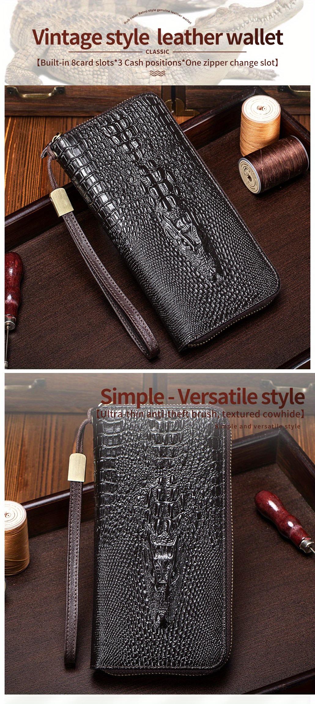 Men's Anti-Theft Wristband Wallet - Genuine Cowhide Leather Long Business Clutch Bag, Multi-Card Slot and Cash Holder Design - Professional Daily Dual-Use Thickened Version (Compatible with Smartphones*)