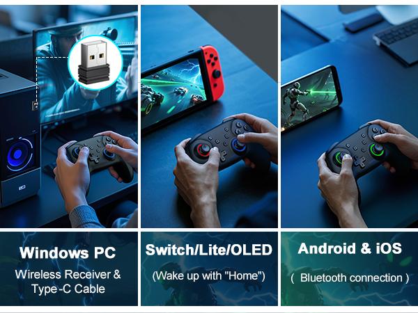 The controller is compatible with Windows PC/Switch/Android/IOS system devices, with macro programming, Turbo, vibration adjustment functions, Hall analog triggers and Hall effect joysticks provide precise control operations, and native controller games c