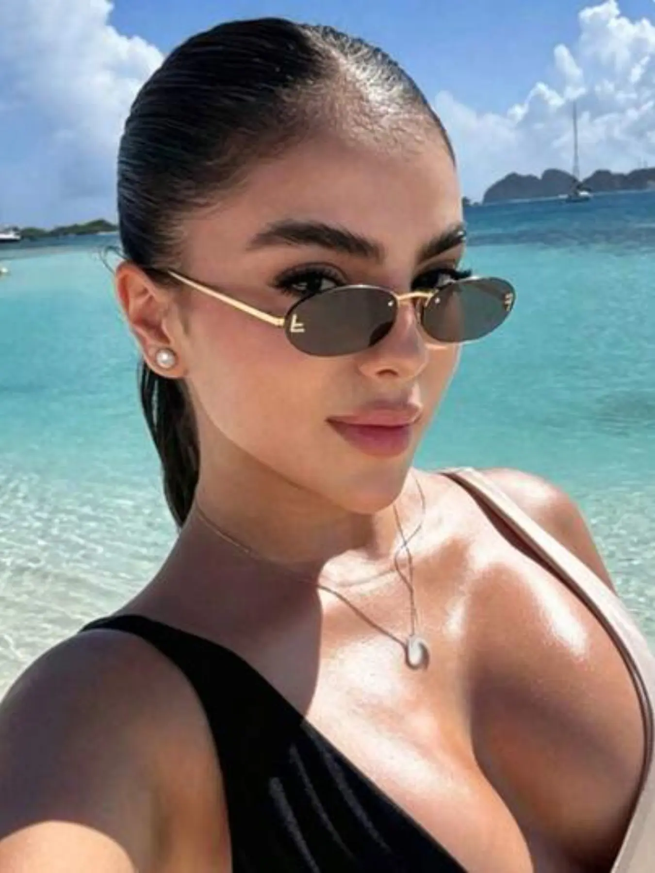 Frameless Cut Edge Women's Sunglasses, Oval Retro Small Frame, Fashion Metal Sunglasses, Ideal for Travel, Sports, Beach, Parties, Metal Rimless Sunglasses