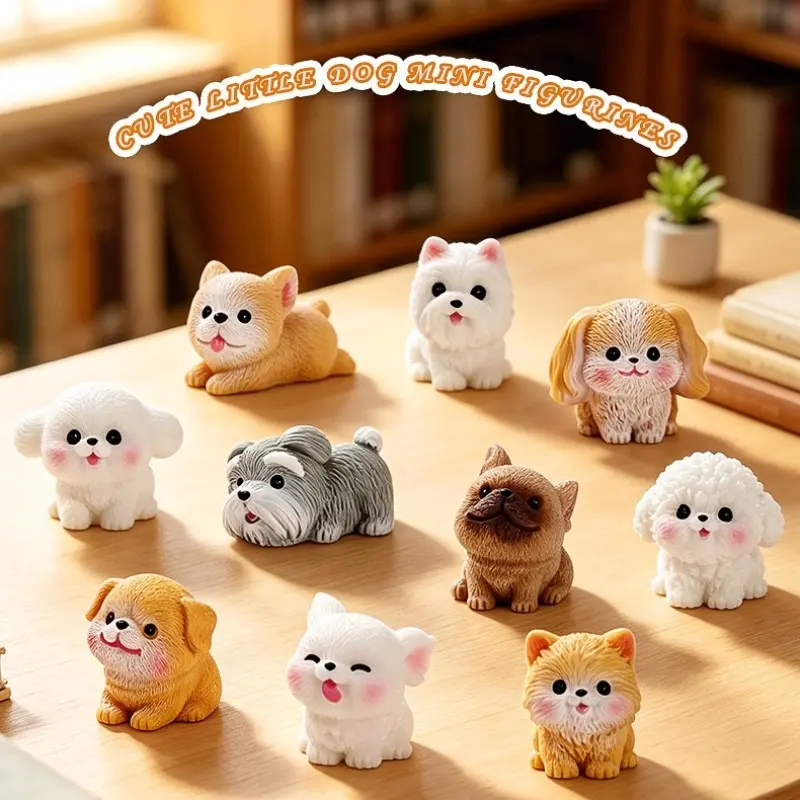 10 Cute Mini Dog and Cat Figurines, Resin Puppy and Kitten Desktop Decor, Home Office, Car Dashboard, Bookshelf, Cake Decoration, Pet Lover Gift