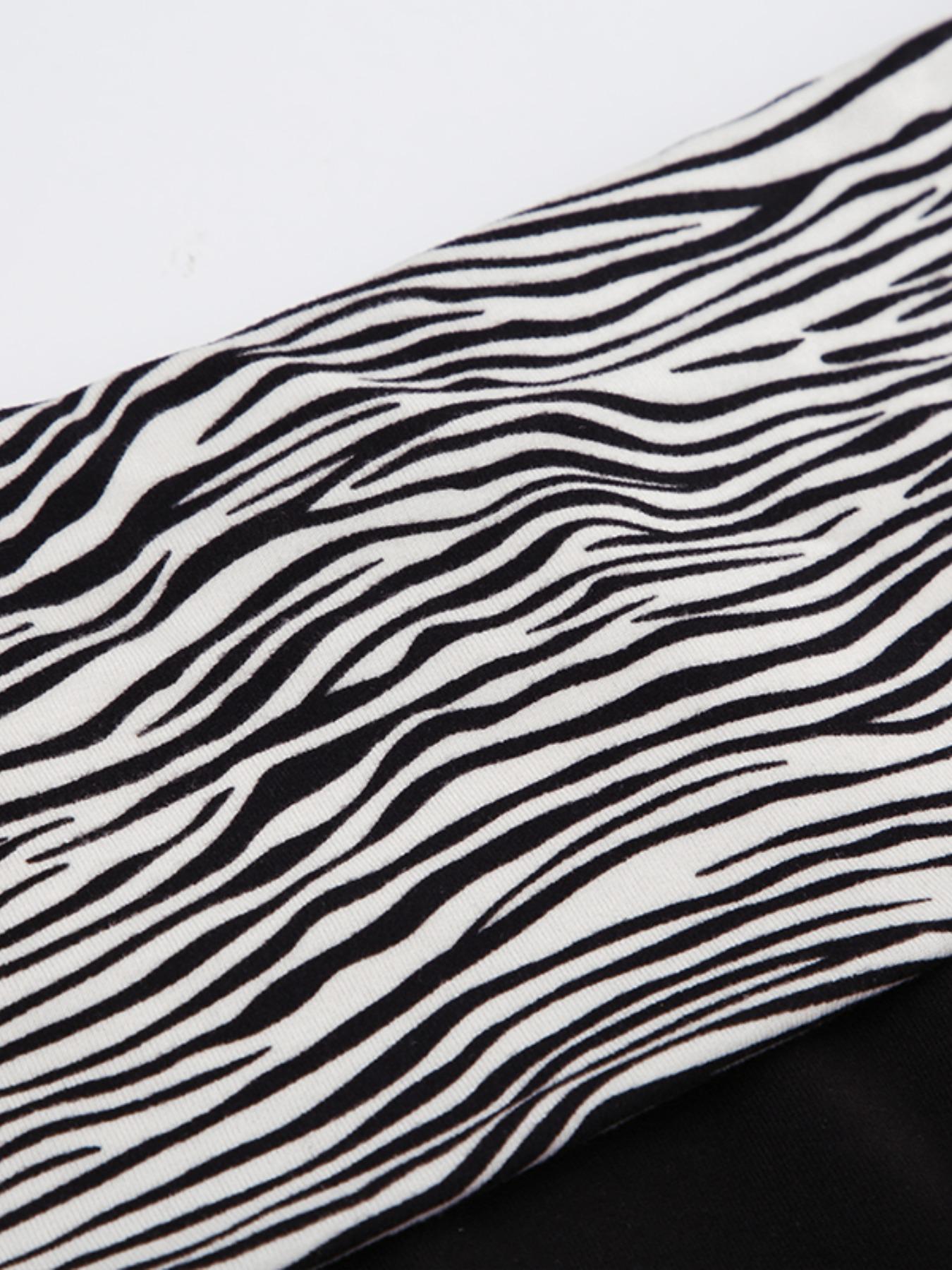 Women's Colorblock Zebra Stripe Print Knitted Shorts, Casual Comfy Skinny Shorts, Summer Outfits 2024, Ladies Bottoms