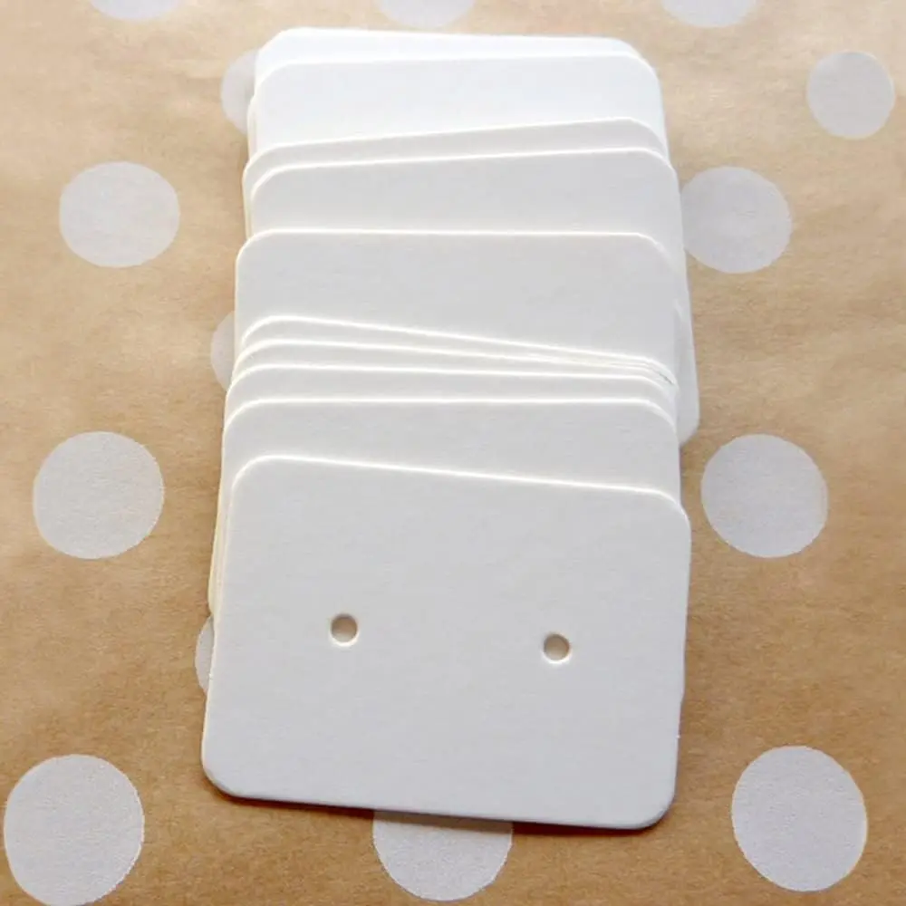 200 PCS White Paper Earring Display Cards, 1.10" x 1.57" Ear Stud Tags for Handmade Earrings Selling and Small Jewelry (White)