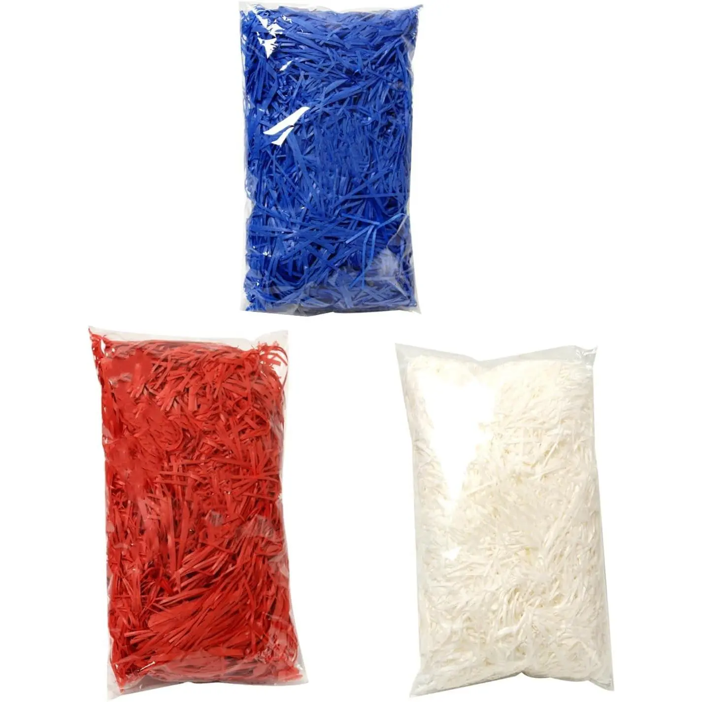 300g Crinkle-Cut Shredded Paper Filler for Gift Boxes, Gift Wrapping, Baskets - Independence Day Red White Blue