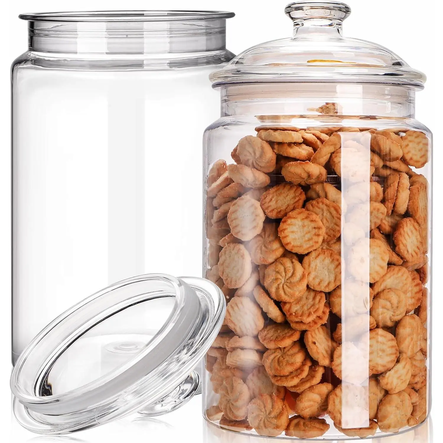 2 Pack 130 oz Large Cookie Jar with Lid, Clear  Candy Jar Unbreakable, Airtight  Storage Canister, Decorative Plastic  Jar with  Sealing Ring for  , Snacks