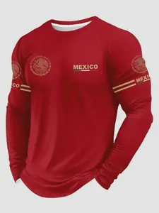 Men's 3D Print Long Sleeve T-Shirt, Breathable Mexican Pattern, Stylish and Comfortable, Perfect for Casual Wear