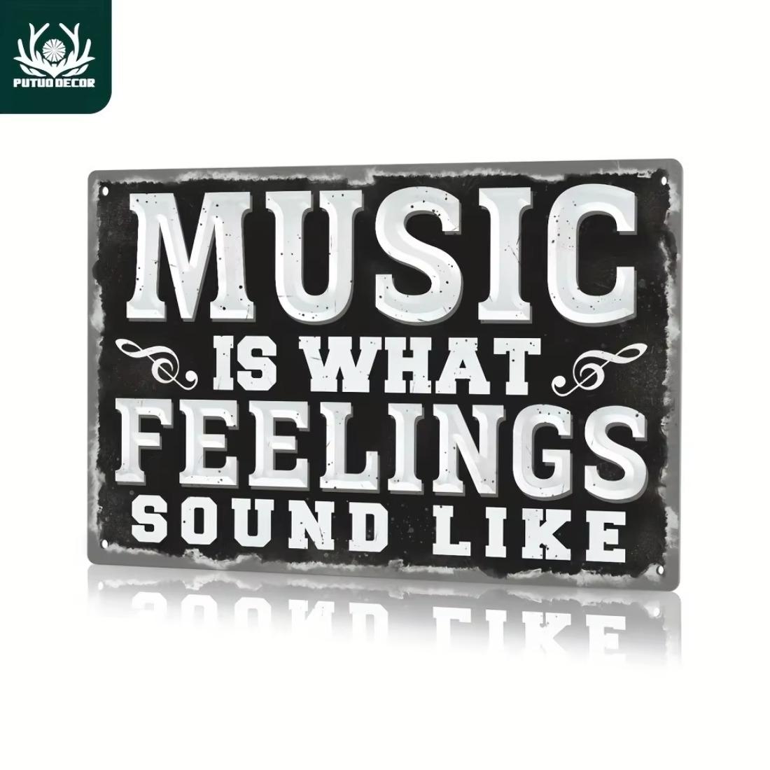 Vintage Music Themed Metal Sign, Wall Decor for Music Lovers, Wall Art for Coffee Bar & Home Decor, Perfect Gift for Coffee Bar & Home Decor