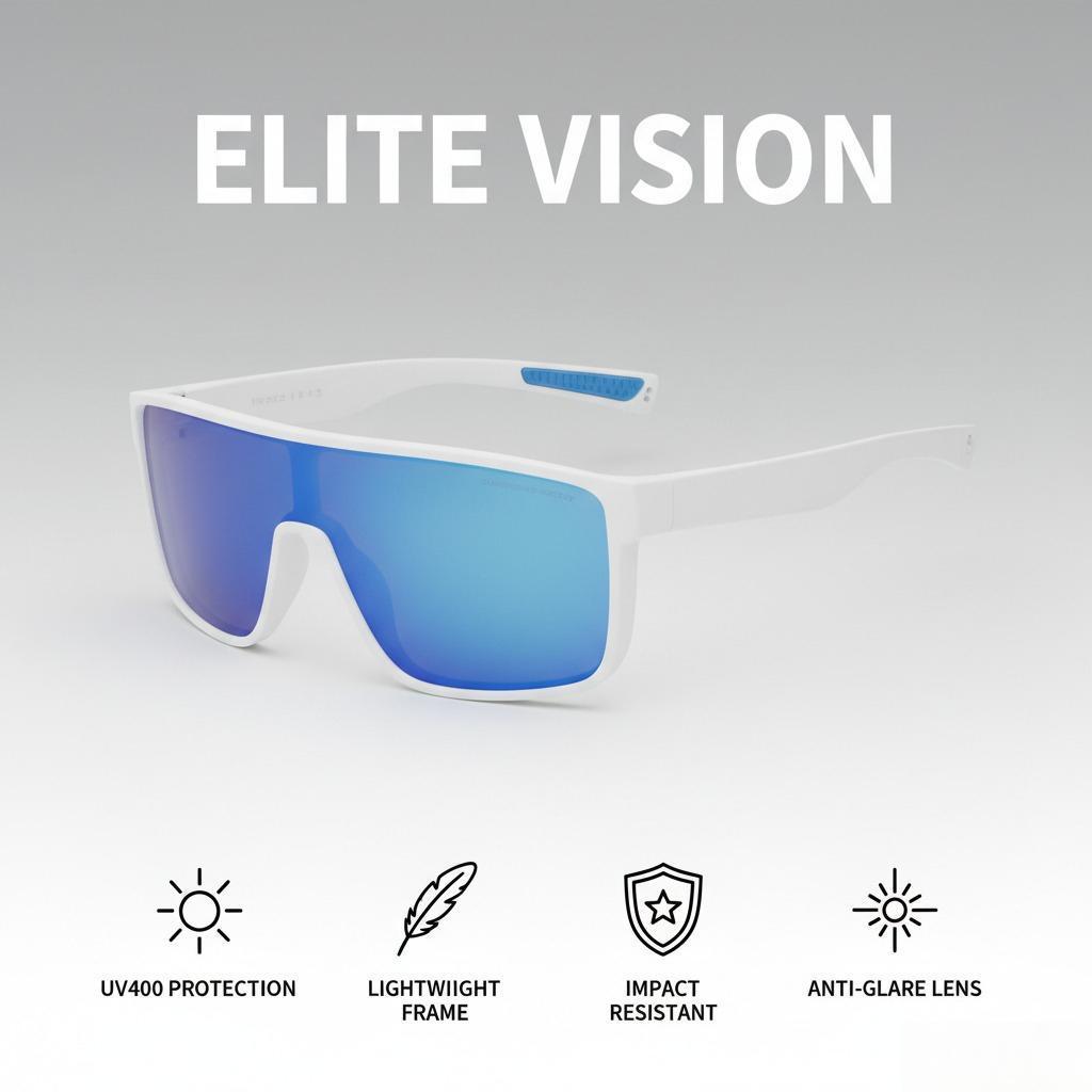 Elite Performance Series Polarized Sunglasses for Men and Women, 4 Vibrant Colors Wrap Around Shield, UV400 Ultimate Protection Lightweight Sports Glasses for Cycling Driving Hiking Running