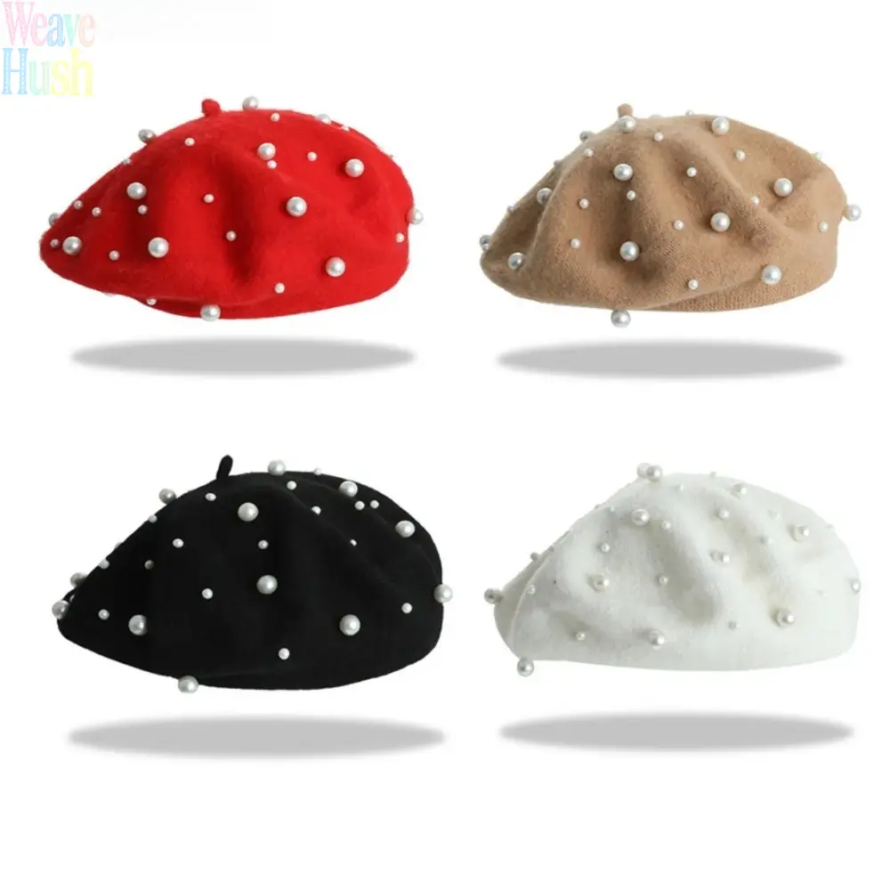 French -Embellished Beret Hat -  Winter Beanie with Soft Beaded Design, Machine Washable White Cap for Girls & Suitable for men and women.,summerw