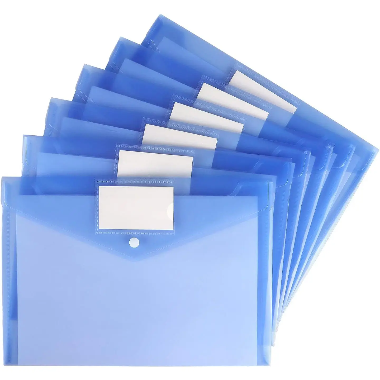 6 Pack Clear Document Folders Plastic Envelopes, A4 Size, Blue | Poly Envelopes File Envelopes with Label Pocket and Snap Button, for  Work Office Organization