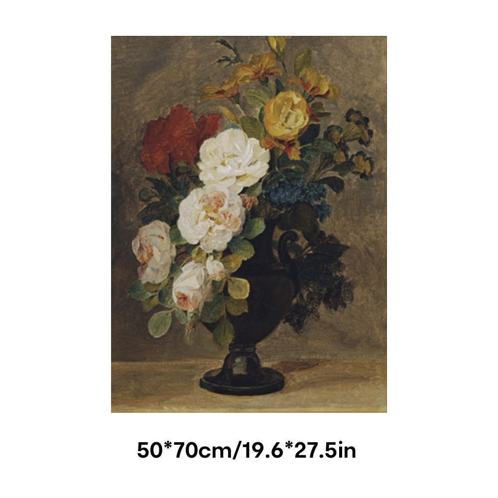 1 pc, wall art, Vintage poster, ANTIQUE VASE canvas painting, floral oil painting style art print in white red yellow, living room decor, bedroom decor aesthetic, dining room decor, housewarming gift, unframed