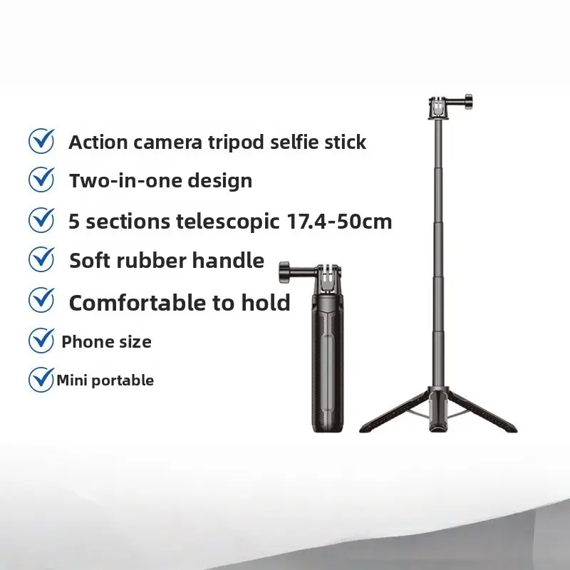 Dji Dedicated Camera Tripod Stand, Lightweight Compact 360° Panoramic Selfie Tripod, Compatible with Action5/4/3, Ideal for Travel Photography