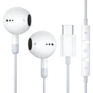 USB-C Headphones, In Ear Earbuds with Built-in Microphone and Volume Control, HiFi Stereo for iPhone 16/15 Series, iPad, Android