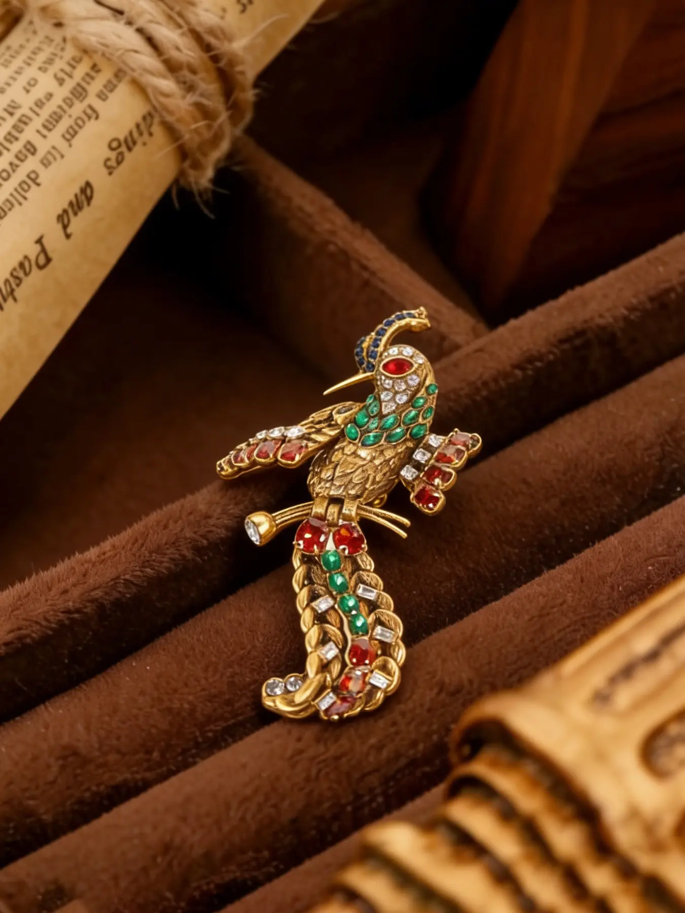 A stylish vintage distressed gold phoenix-shaped brooch, suitable for daily wear, vacations, dates, and other occasions, and also a delightful and exquisite small gift.