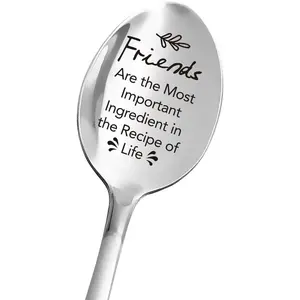 Funny Friendship Spoon Engraved Stainless Steel Men Him Her Best Friends - Coffee/Ice Cream/Dessert/Cereal Spoon Women Men - Perfect Birthday/Valentine/Bridal Shower/