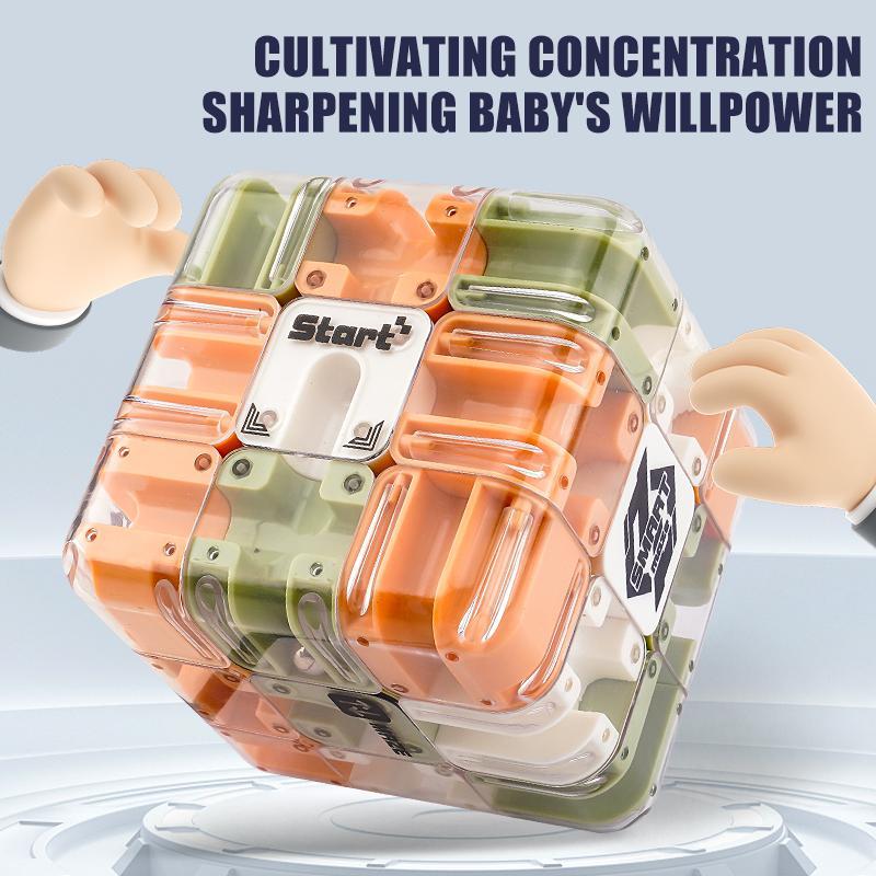 3D Ball Rolling Maze Puzzle Cube - Parent-Child Competitive Logic Game for Kids - Stress Relief and Brain