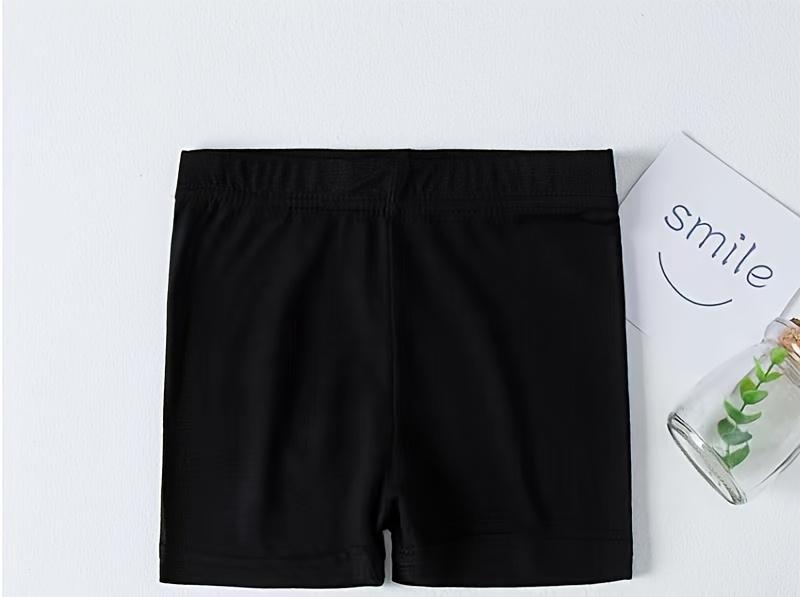 6-Pack Girls' Elastic Waist Cycling Shorts - Soft and comfortable, machine washable, suitable dancing, can be paired with dresses or casual play, solid black, slim-fit design, suitable teenagers, dancewear |