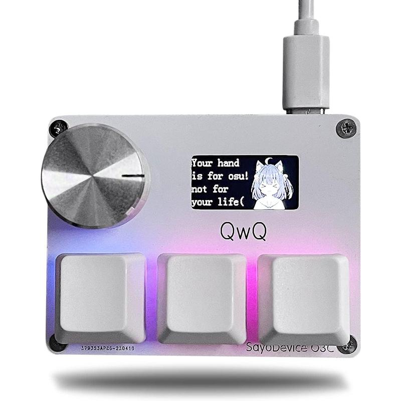 SayoDevice O3C OSU Keyboard Rapid Trigger Hall Switches Magnetic Linear Switches Keyboard with Knob and Screen,Copy Paste,Scut,Macro swap Mini
