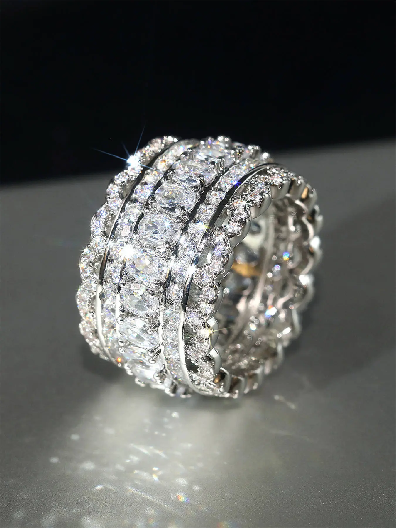 1 PC Classical Cubic Zirconia Ring For Women For Wedding Engagement Party Jewelry Valentine's Day Gift