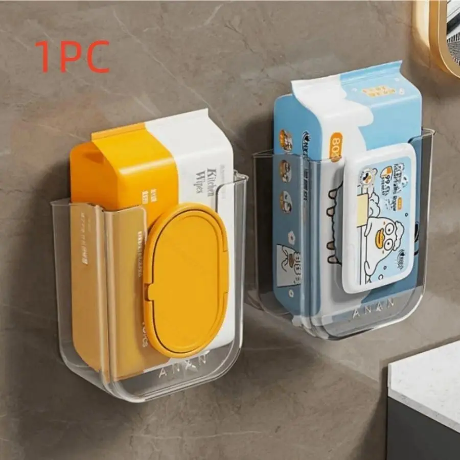 Wall-Mounted Wet Wipes Storage Box, 2 Count Punch-Free Tissue Storage Box, Multifunctional Storage Box for Bathroom, Home Organizer, Tissue Holder, Bathroom Accessory, Bathroom Organization