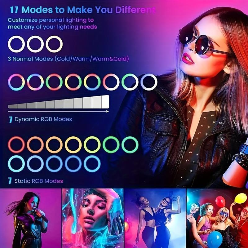 12" Selfie Ring Light With 43" Extendable Tripod Stand – Desk Selfie Light With 25 Color Modes – Upgraded 3-In-1 Dimmable Adjustable Speed Ring Light For Makeup, YouTube – Perfect For Spring, Memorial Day & Easter #TikTokShopStockUp #TikTokShopMothersDay