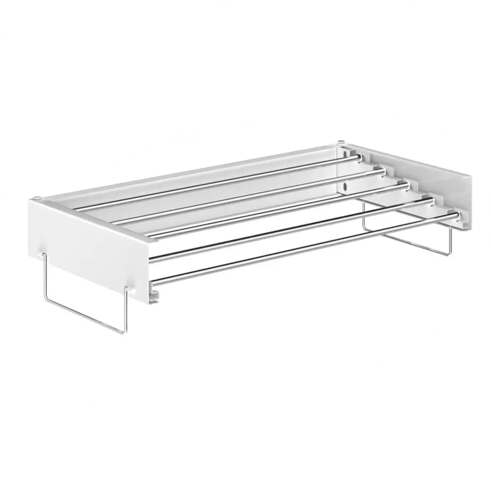 Garvee Wall Mounted Collapsible Clothes Drying Rack – 100cm Collapsible Laundry Hanger with 5 Rods – Space-Saving Heavy Duty Indoor/Outdoor Organization, White