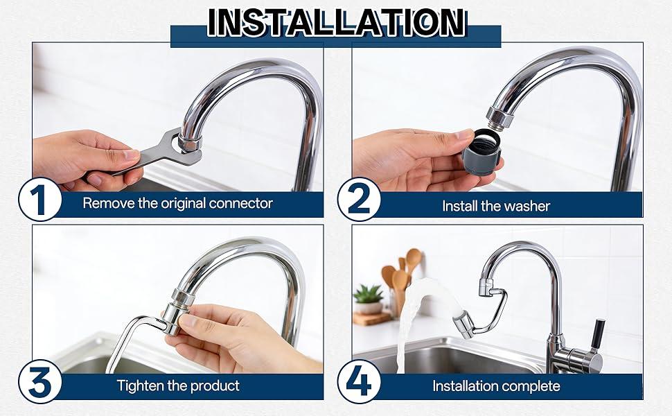 2 PCS 1440 °     Rotatable Faucet Extension, 1080 °     Swivel Faucet Aerator Extender, 2 Mode Adjustable Rotating Universal Sink Faucet for Kitchen Bathroom Sink Silver