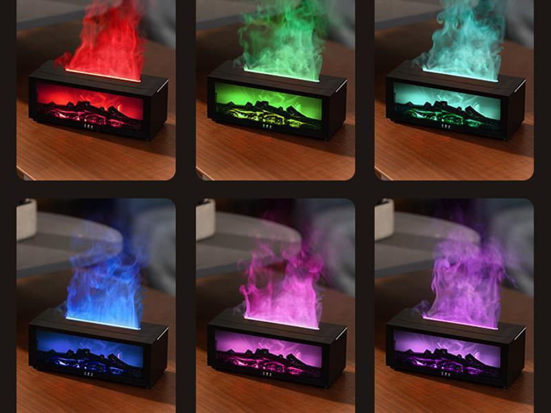 Eseential Oil Diffuser, Fireplace Flame Oil Diffuser - Aromatherapy Aroma Humidifier, Upgrade 7 Flame Colors Noiseless 150ml Remote Control - Perfect for Bedroom Home Office (Fireplace Black)