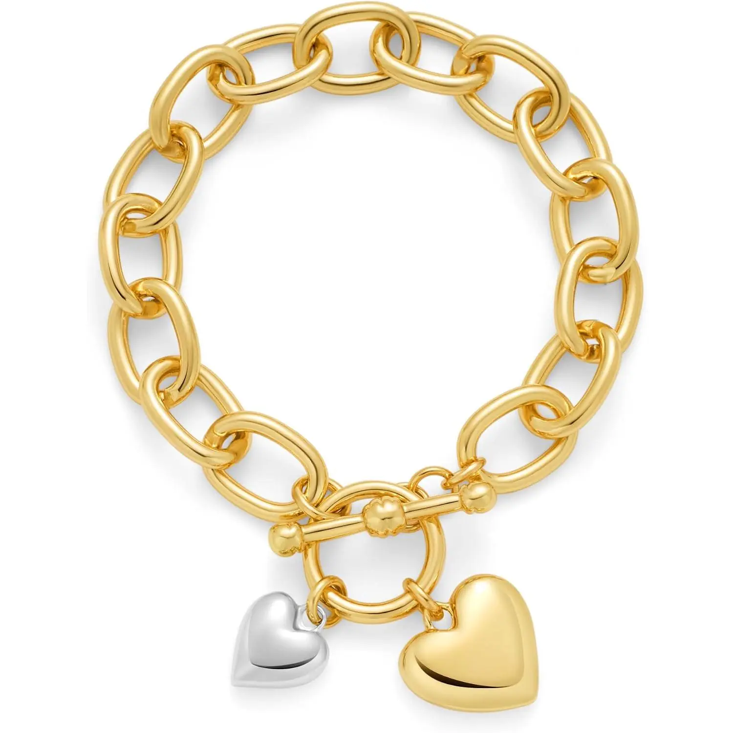 Heart Charm Bracelet for Women Chunky Matte  Link Chain Bracelet  White  Love Heart Bracelet Fashion Valentines Bracelet