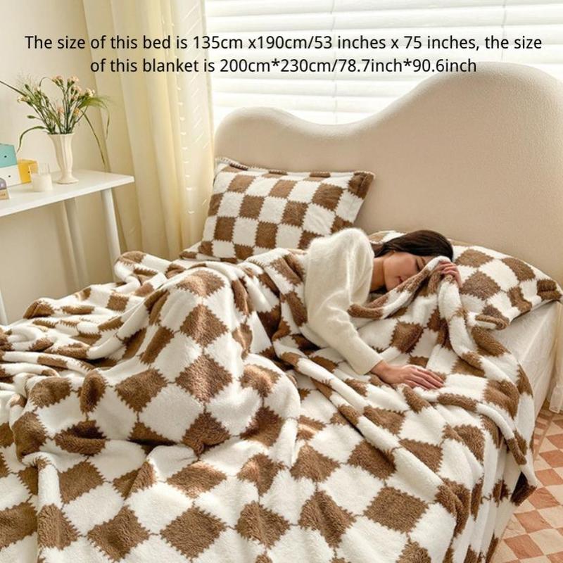 Plaid Pattern Blanket, Soft Comfortable Throw Blanket, Warm Napping Blanket for Home Office Travel, Bedroom Accessories