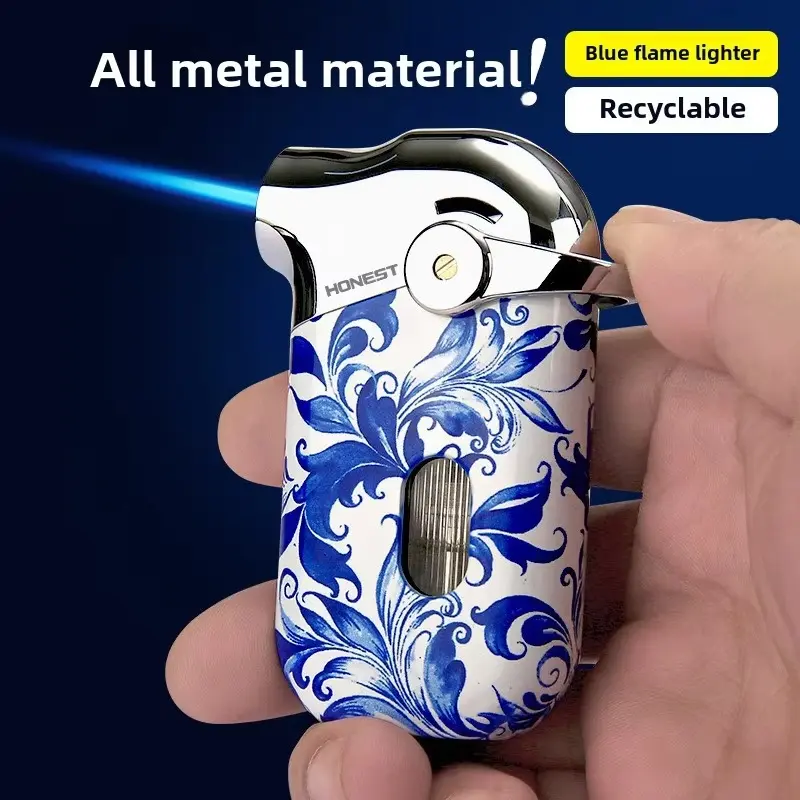 All-Metal Windproof Lighter, Large-Capacity Visible Gas, Butane-Fuel Refillable, Suitable for Camping & Barbecues (Fuel Not Included)