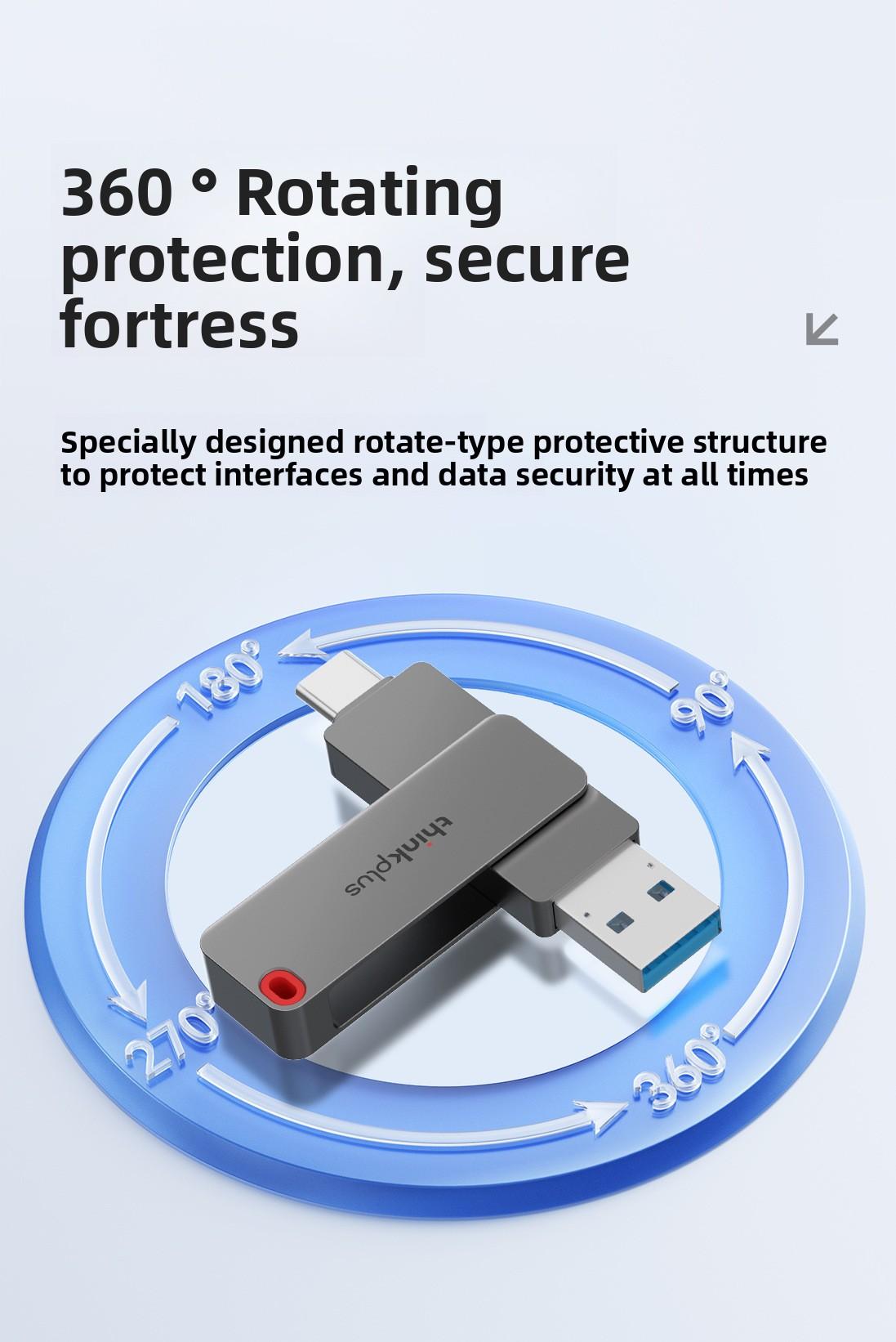 USB Flash Drive TPU301 Type-C Dual Interface Mobile Phone U Disk High Speed Data Transmission Portable Memory Stick for Phone and Computer Use