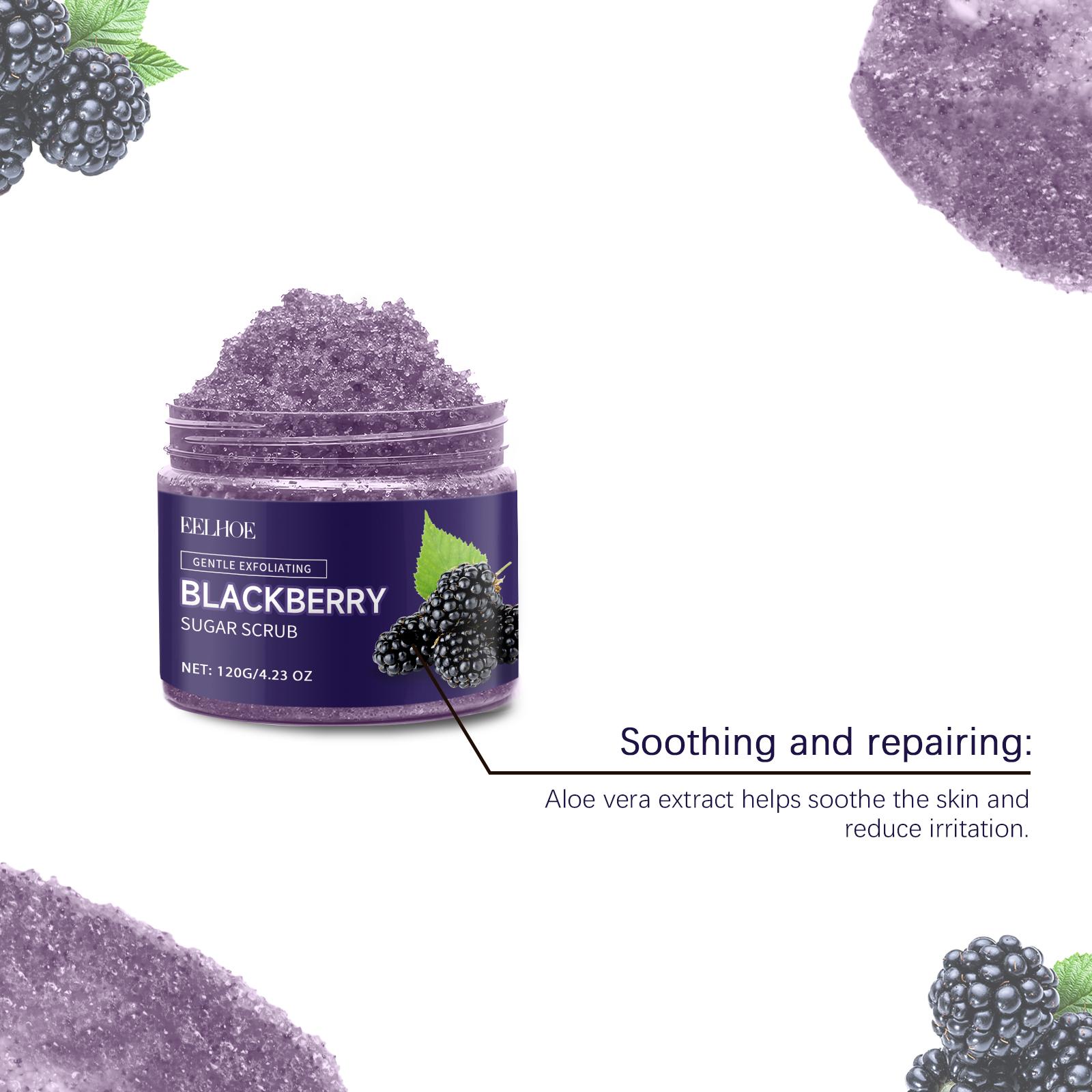 EELHOE Blackberry Sugar Body Scrub, Gentle Cleansing Exfoliating Smooth Skin Hydrating Moisturizing Scrub