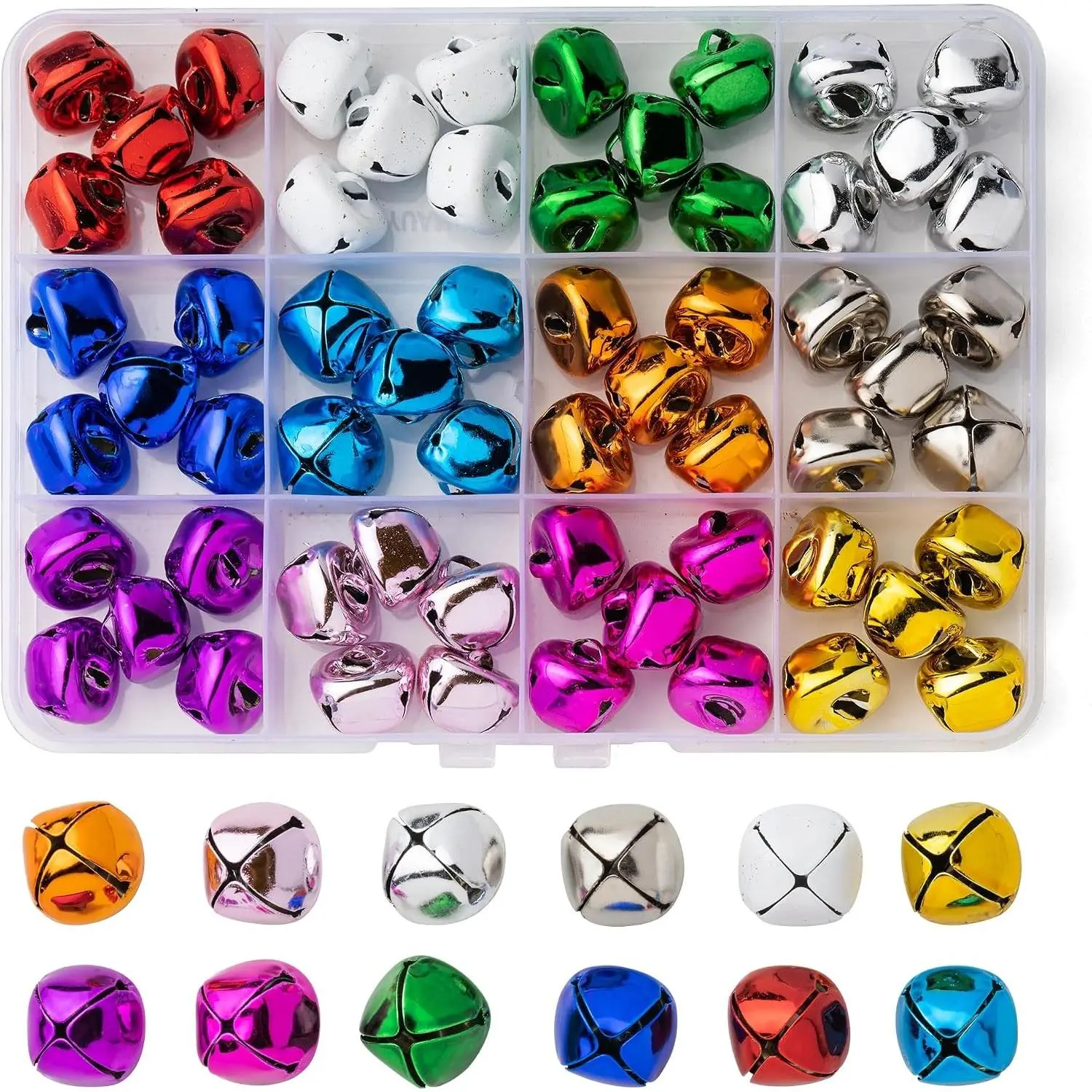 12 Colors 60PCS 0.59 Inch Multi-Color Mini Jingle Bells Bulk Small Bells for Crafting Christmas Home Decor Pets and Party Decor