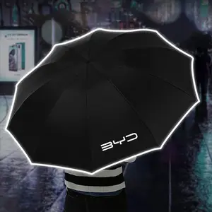 Automatic Reflective Car Umbrella, Three-Color Nylon Waterproof, Stainless Steel Frame, Foldable, Night Light, for Byd Atto 3, Seal U, Etc