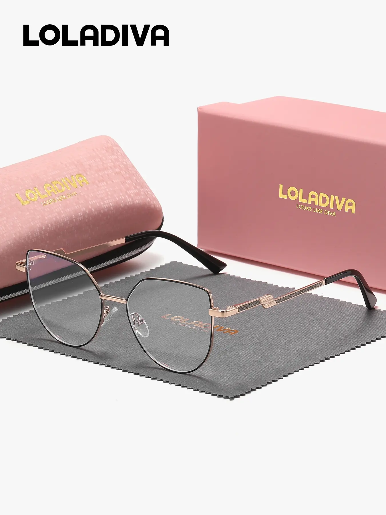 LOLADIVA 1 Piece Unisex Meticulous Craftsmanship Full Frame Plaon Glasses Suitable For Daily Wear Cat Eye Frame Plaon Glasses