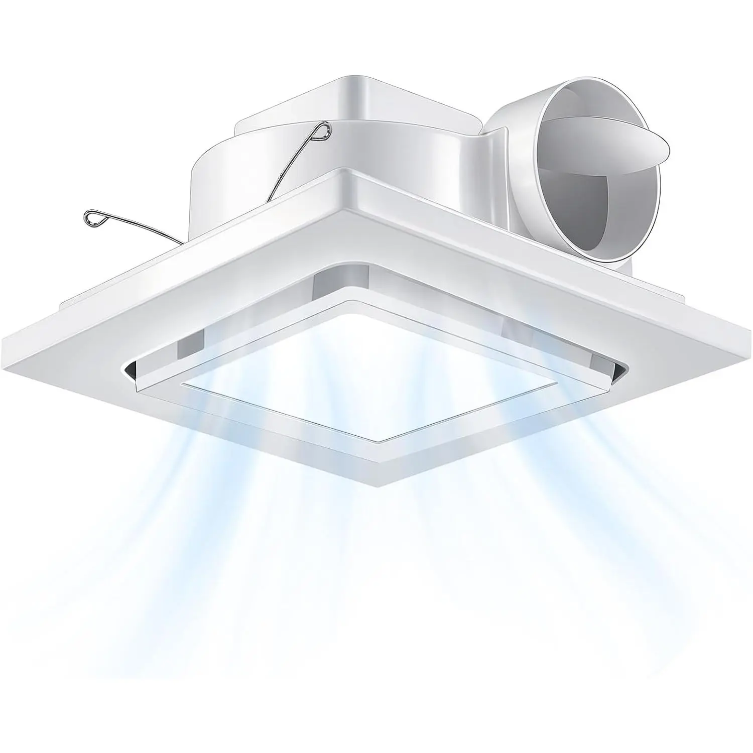 10" Bathroom Exhaust Fan with Dimmable Light, Easy Install, 100 CFM, 1.0 Sones Quiet Ceiling 8x8" Mount Vent Fan with 4" Duct, Household Extractor Fan Light Combo for  Laundry Garage Gym Office