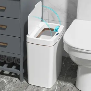 3.96 Gallon Automatic Sensor Trash Can, Rechargeable Smart Trash Can, 360° kick to open the lid, Narow design, IPX5 waterproof, USB  Charging, Suitable for Office, Home, Bedroom, Living Room, Kitchen, Bathroom, Perfect Gifts For Friend
