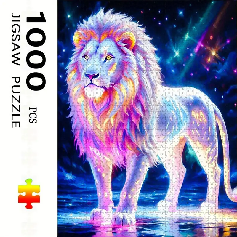 1000 Piece Lion Theme Puzzle, Large Adult Family Interactive Toy, DIY Home Decor Brain Challenge, Holiday Scene, Durable Puzzle