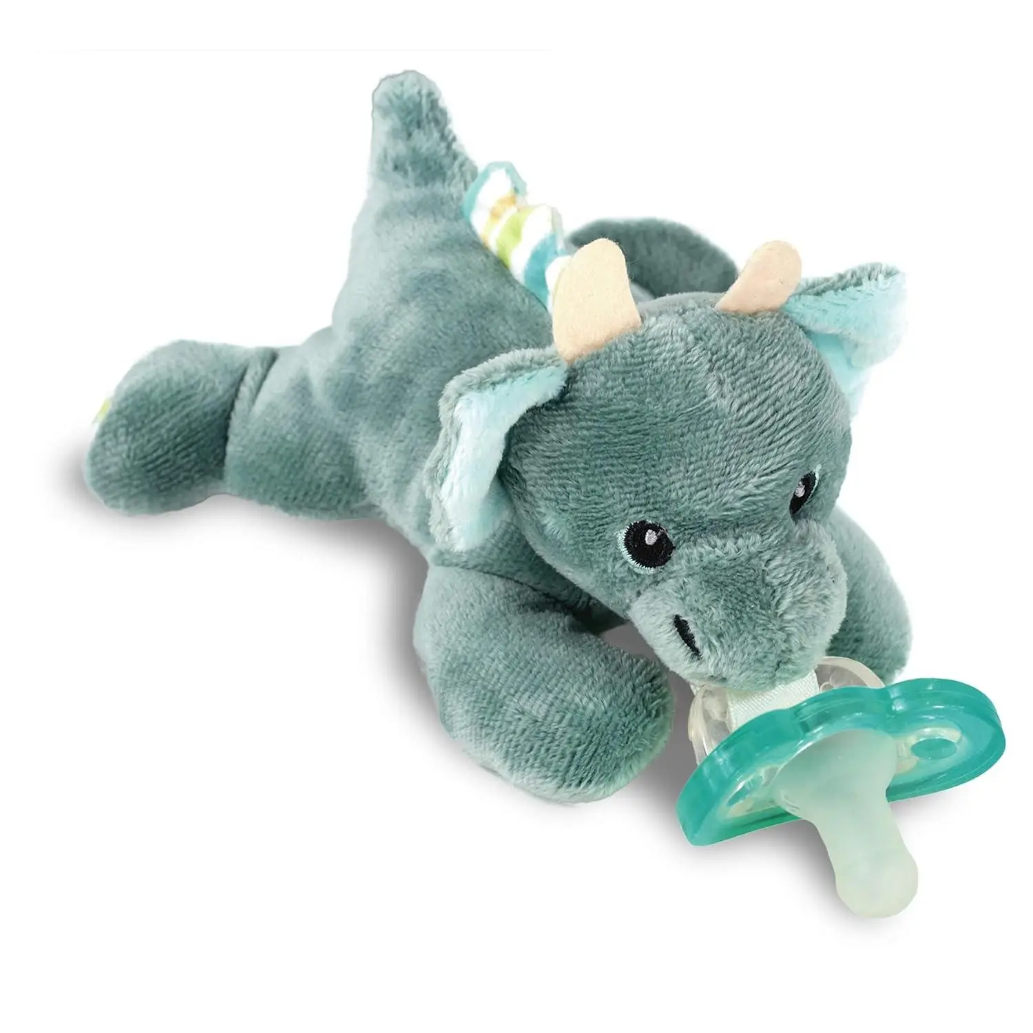 Pacifier, Holder w/Detachable Baby Pacifier, Stuffed Animal RaZbuddy, All Ages 0M+, 100% Medical Grade USA Made Silicone, Machine Washable, Textured & Easy to Hold – Dragon