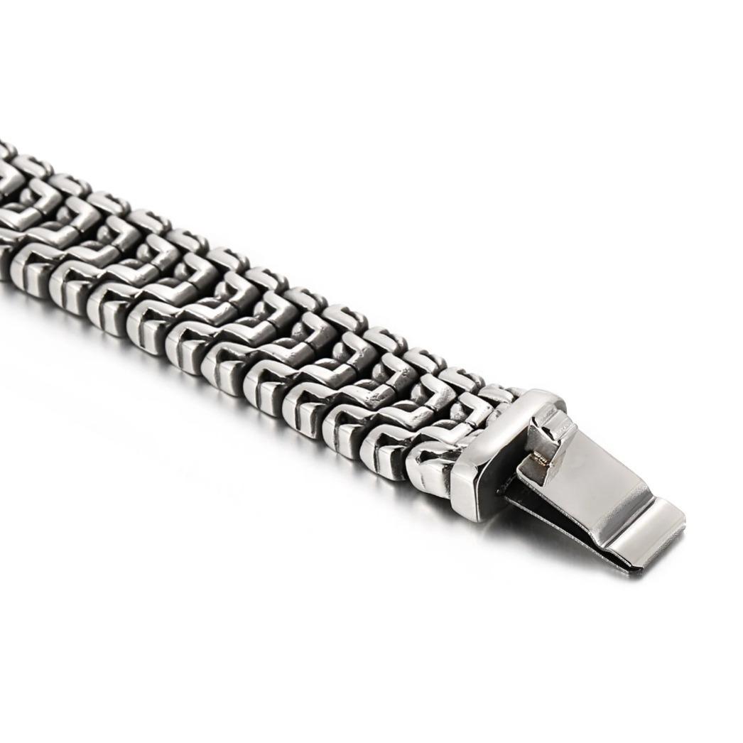 Vintage Carved Cuban Link 16mm Wide Bracelet for Men, Retro Engraved Stainless Steel Wrist Chain, Punk Rock Biker Jewelry Gift Vintage Carved Cuban Link 16mm Wide Bracelet for Men, Retro Engraved Stainless Steel Wrist Chain, Punk Rock Biker Jewelry Gift